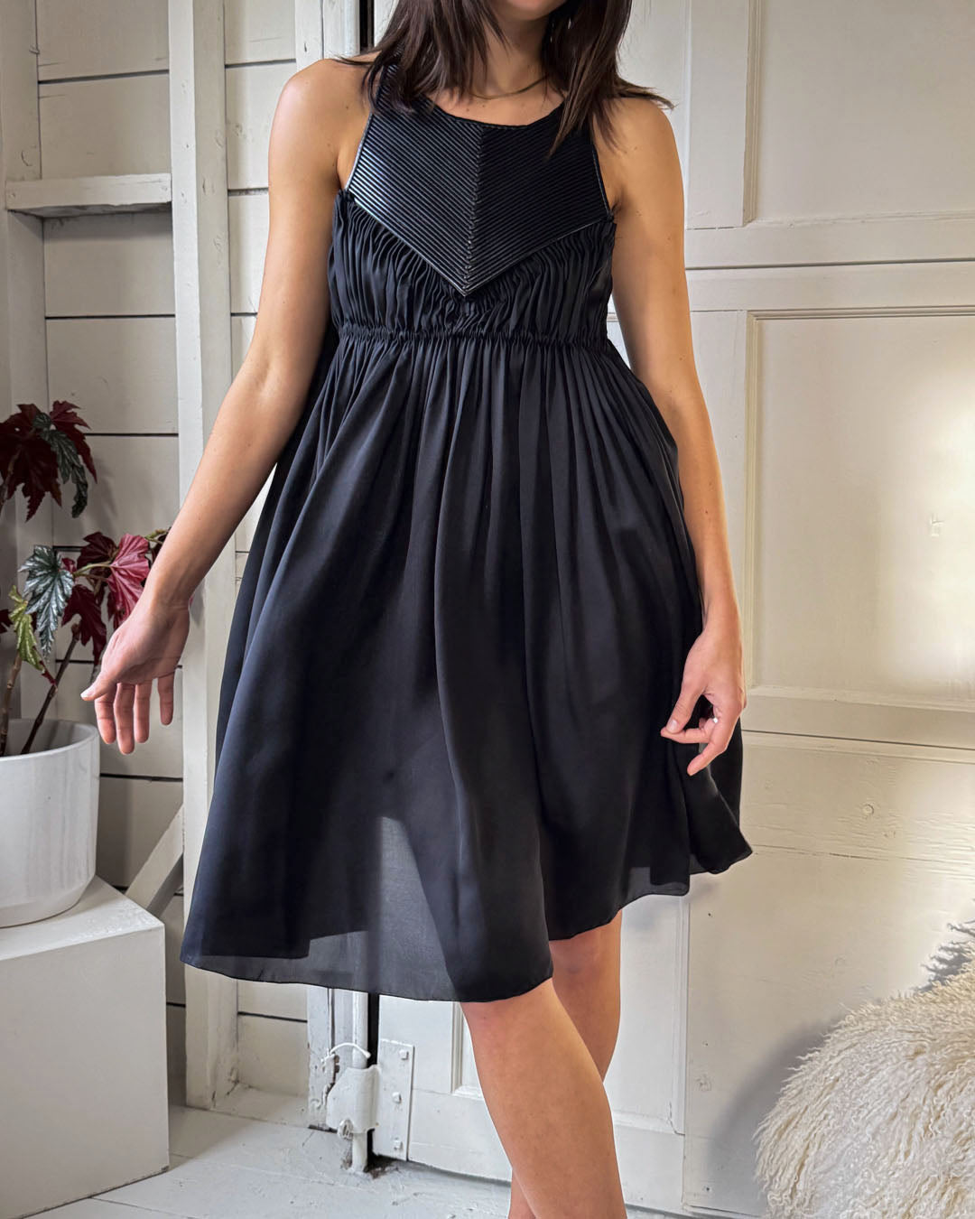 leather formal dress 08 Bottega Veneta Leather & Silk Dress | S