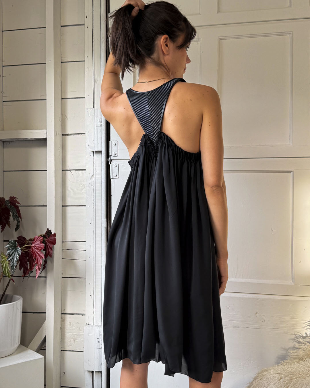bottega veneta silk dress Women's Stretch Cotton and Silk Dress in Double black