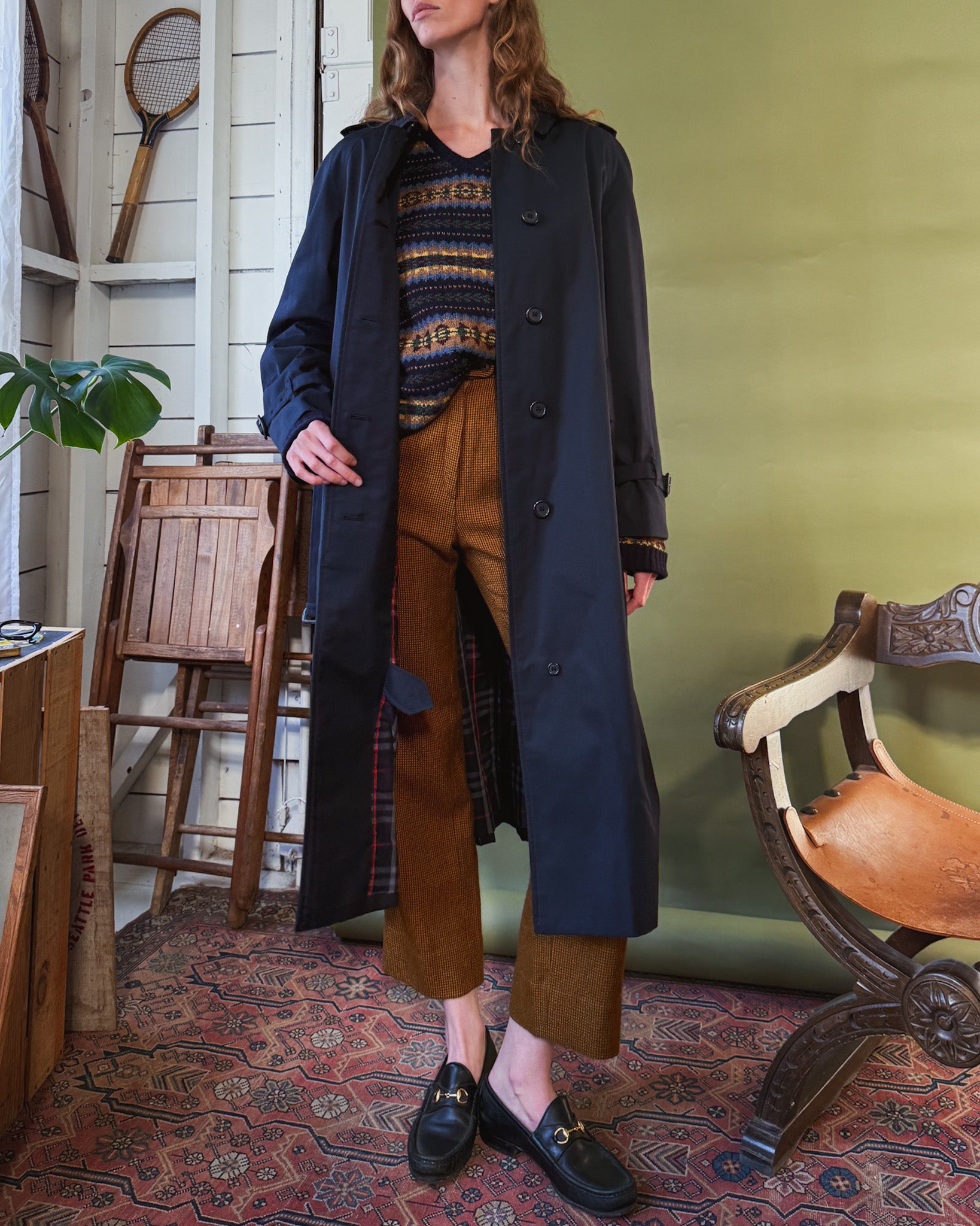 80s Burberry Belted Trench | M-L