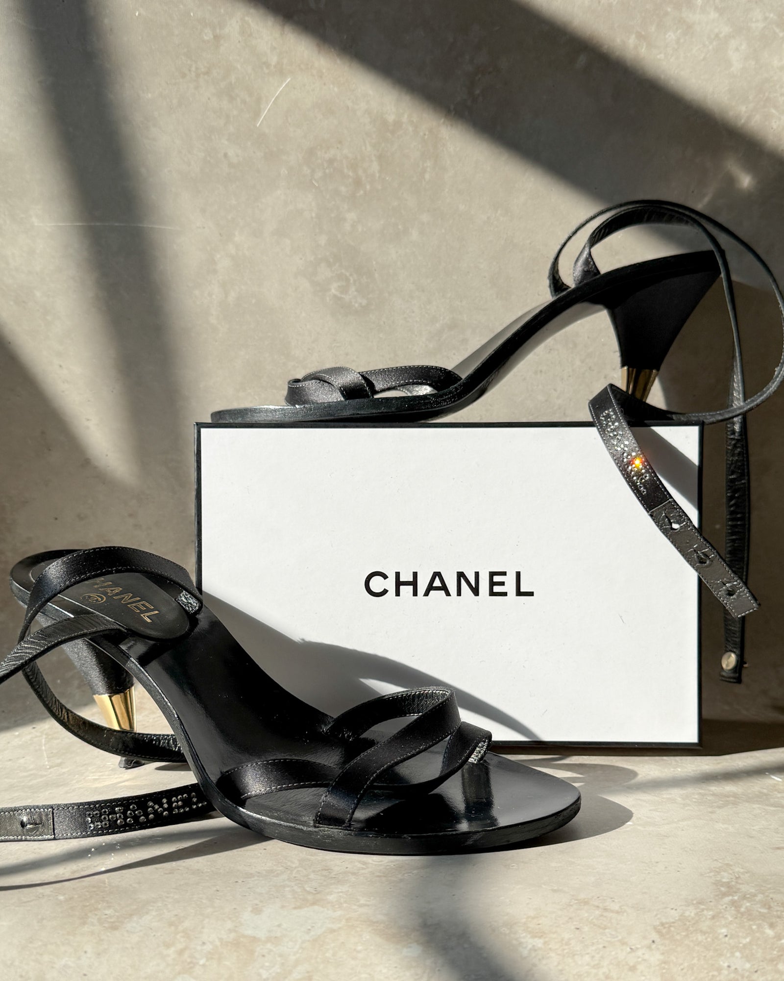 2003 Chanel Crystal Wrap Heels | 9.5