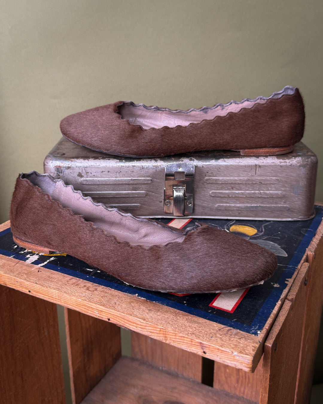 Chloe Brown Calf Hair Lauren Flats | 8