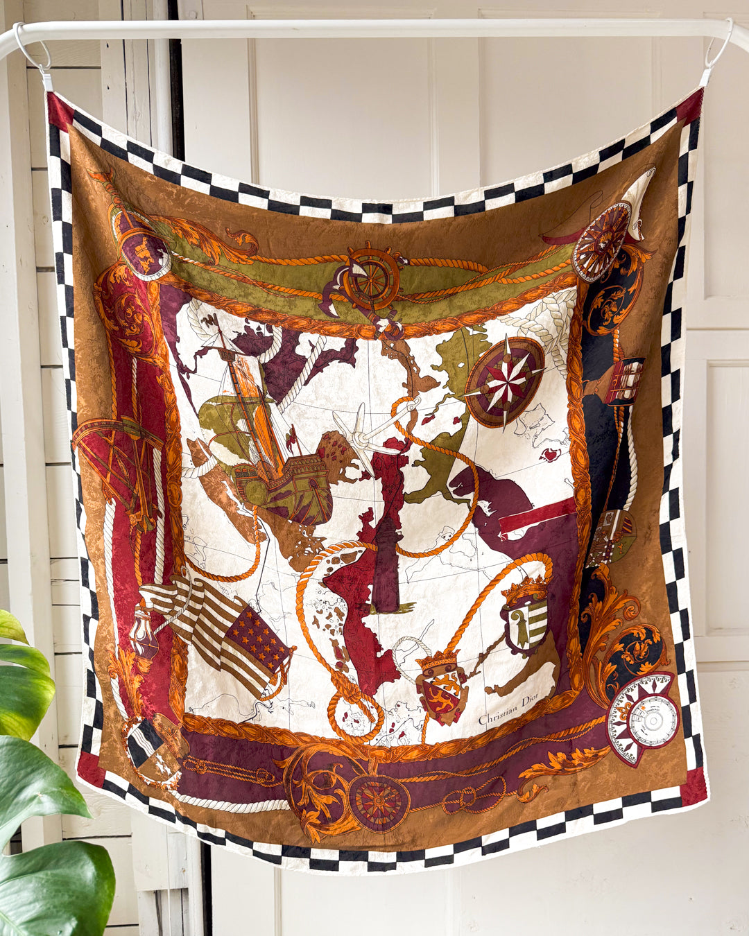Christian Dior Nautical Map Silk Scarf - Lucky Vintage