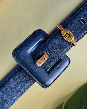 80s Dior Navy Leather Belt