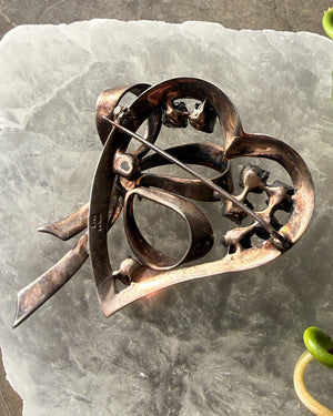 40s Ciner Sterling Heart Brooch