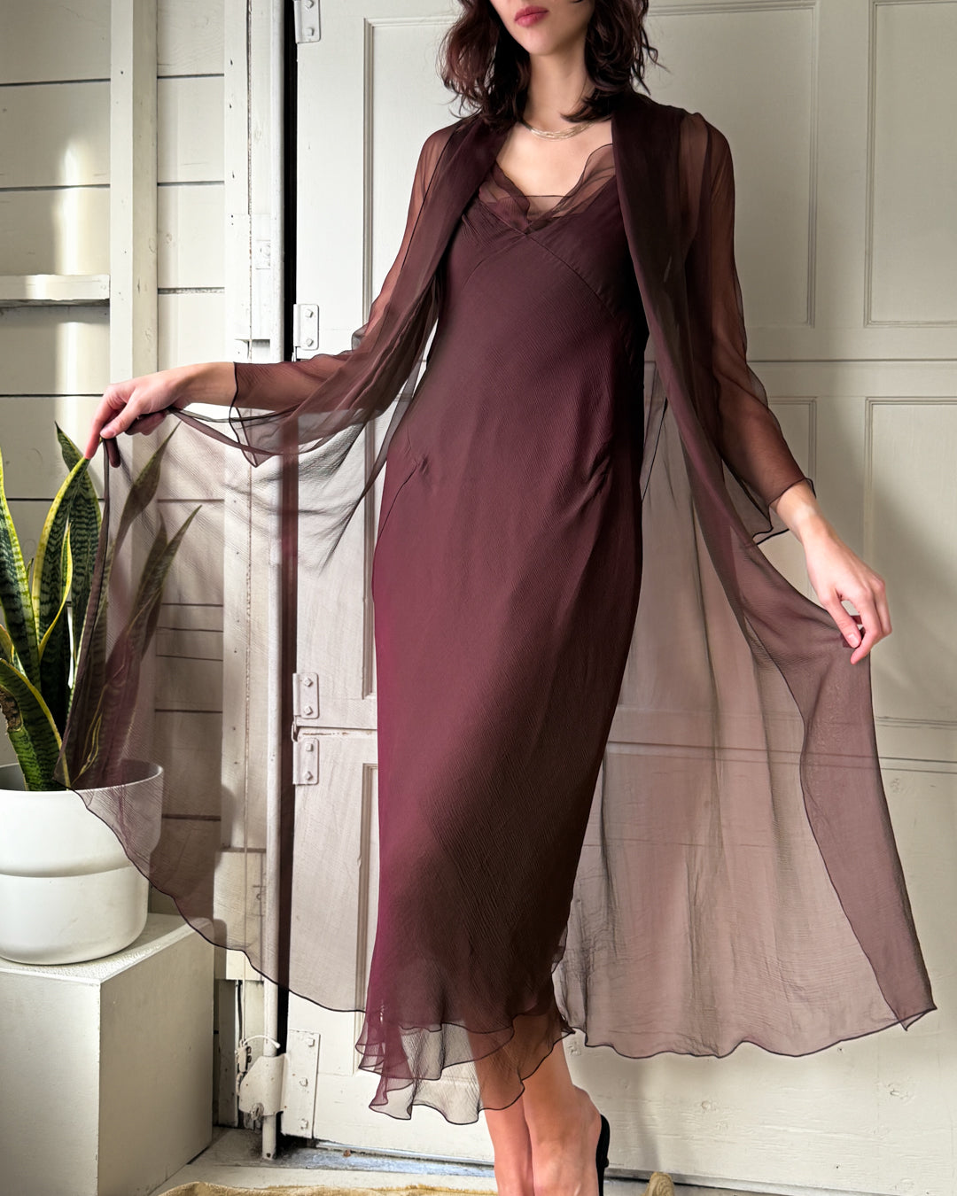 The Danes Silk Chiffon Dress Set | M