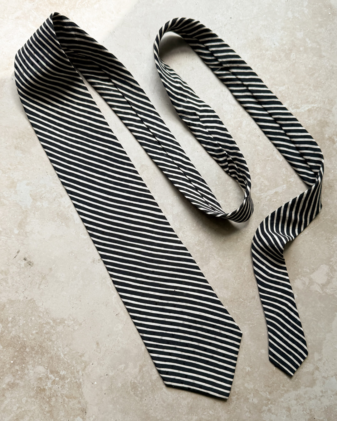 90s Donna Karan Striped Silk Tie