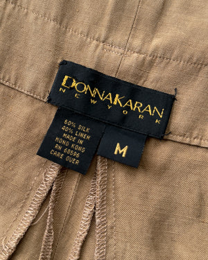 80s Donna Karan Sack Waist Silk Shorts | M