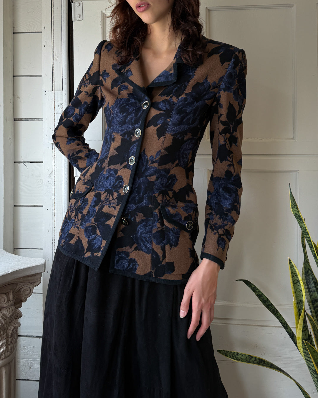 90s Ungaro Floral Print Blazer | M