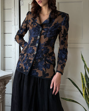 90s Ungaro Floral Print Blazer | M