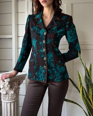 90s Ungaro Floral Print Blazer | M
