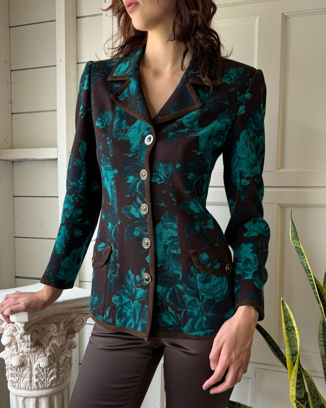 90s Ungaro Floral Print Blazer | M