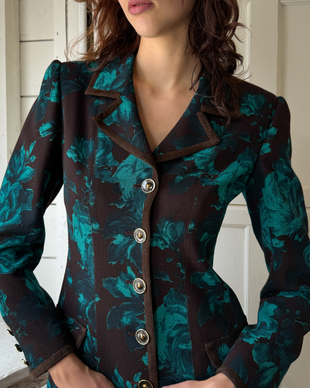 90s Ungaro Floral Print Blazer | M