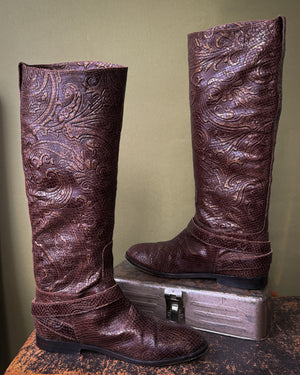 Etro Paisley Leather Boots | 8.5