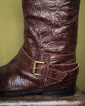 Etro Paisley Leather Boots | 8.5