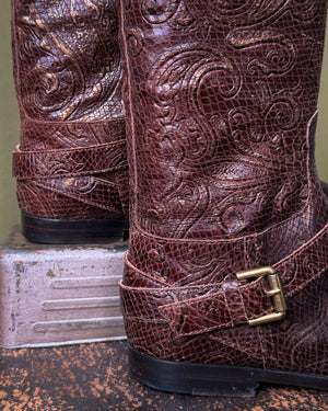 Etro Paisley Leather Boots | 8.5