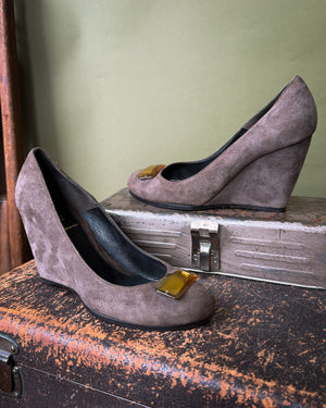 Fendi Suede Wedge Heels | 6.5