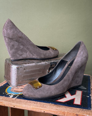 Fendi Suede Wedge Heels | 6.5