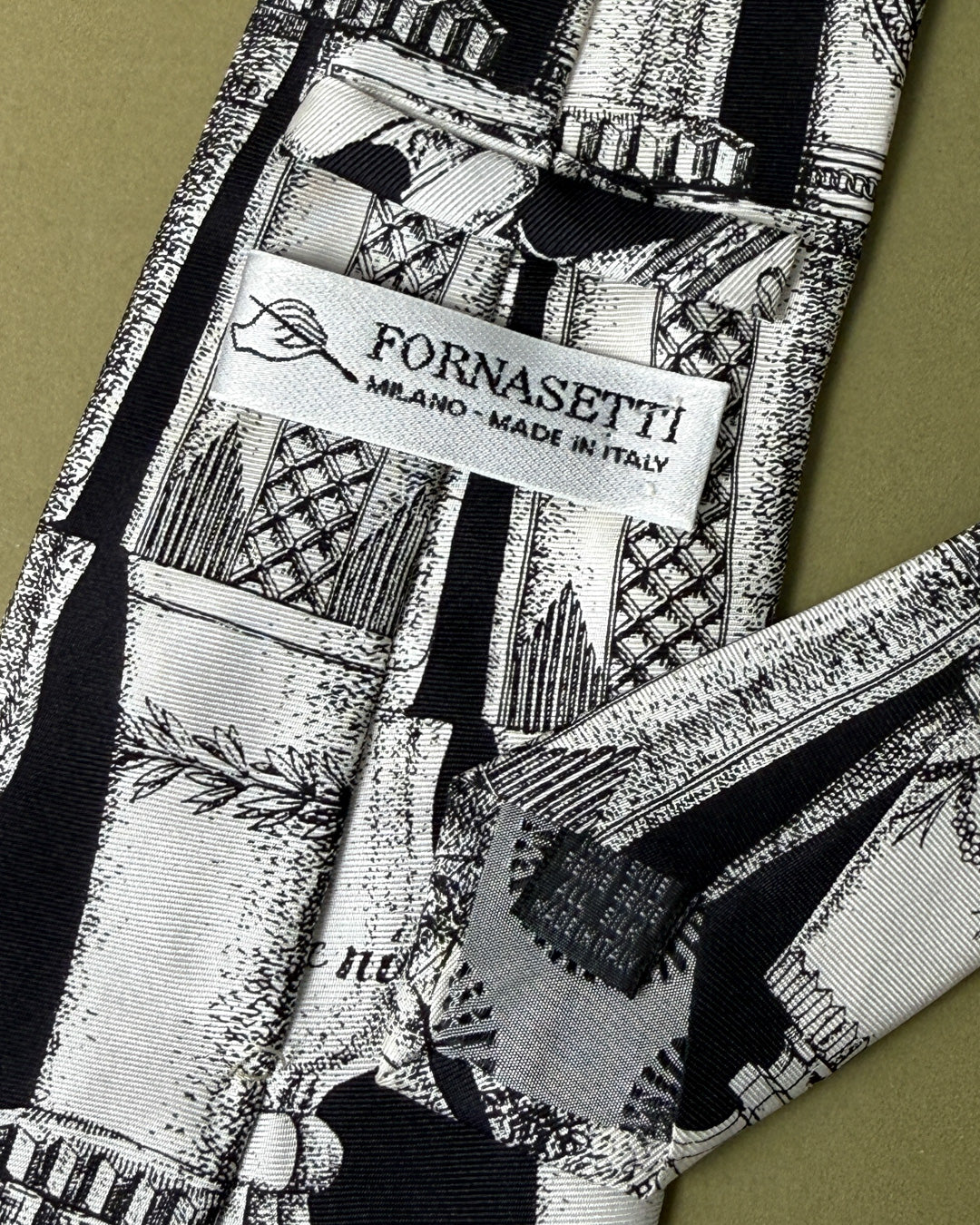 90s Fornasetti Silk Tie - Lucky Vintage