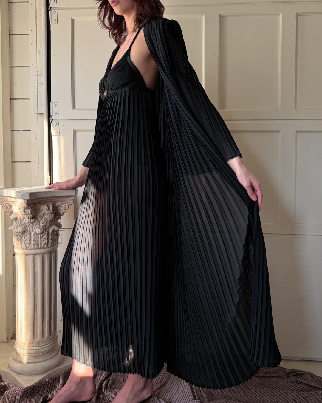 80s Pleated Slip Dress & Jacket Set
