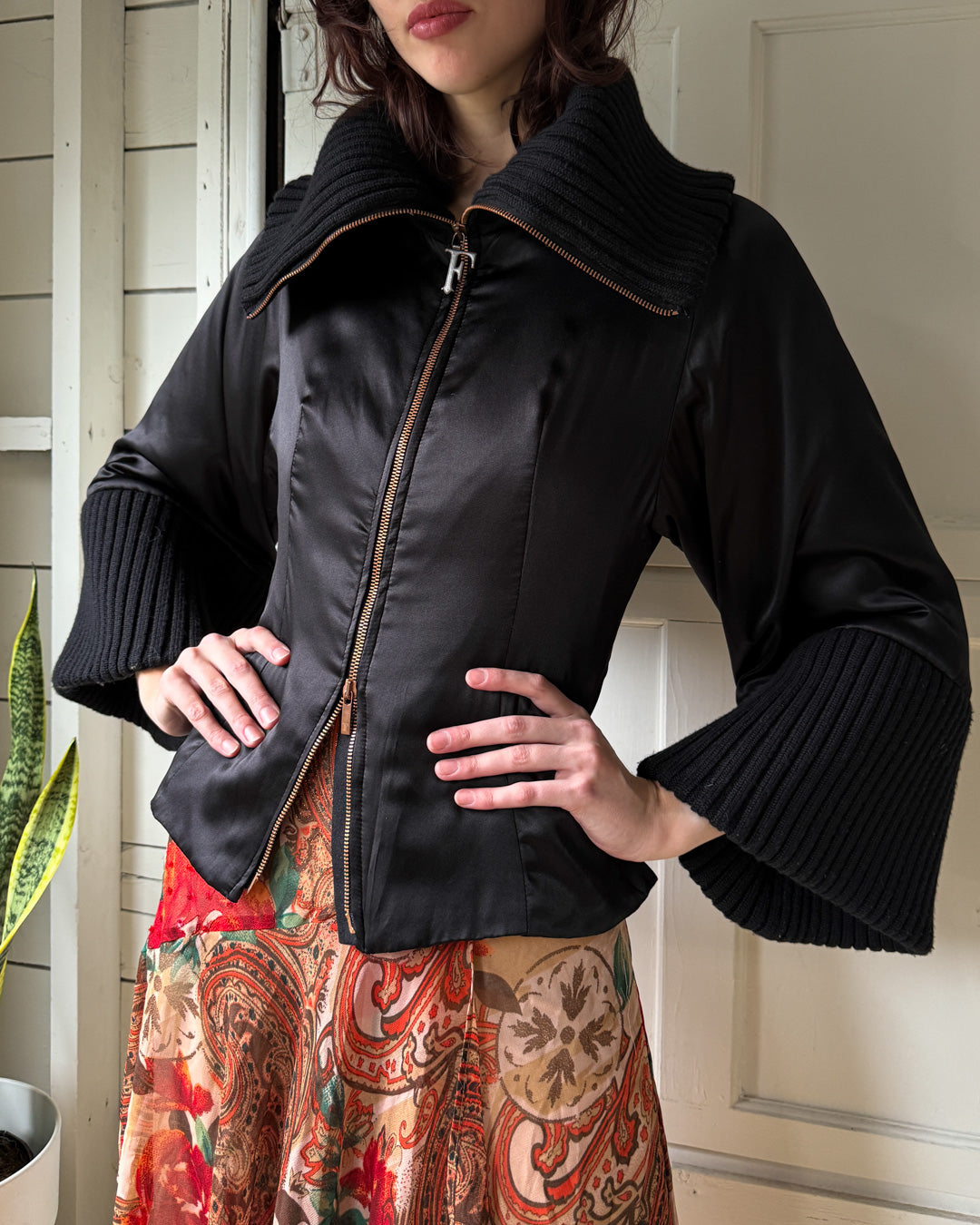 00s Ferre Silk Satin Bomber | S-M