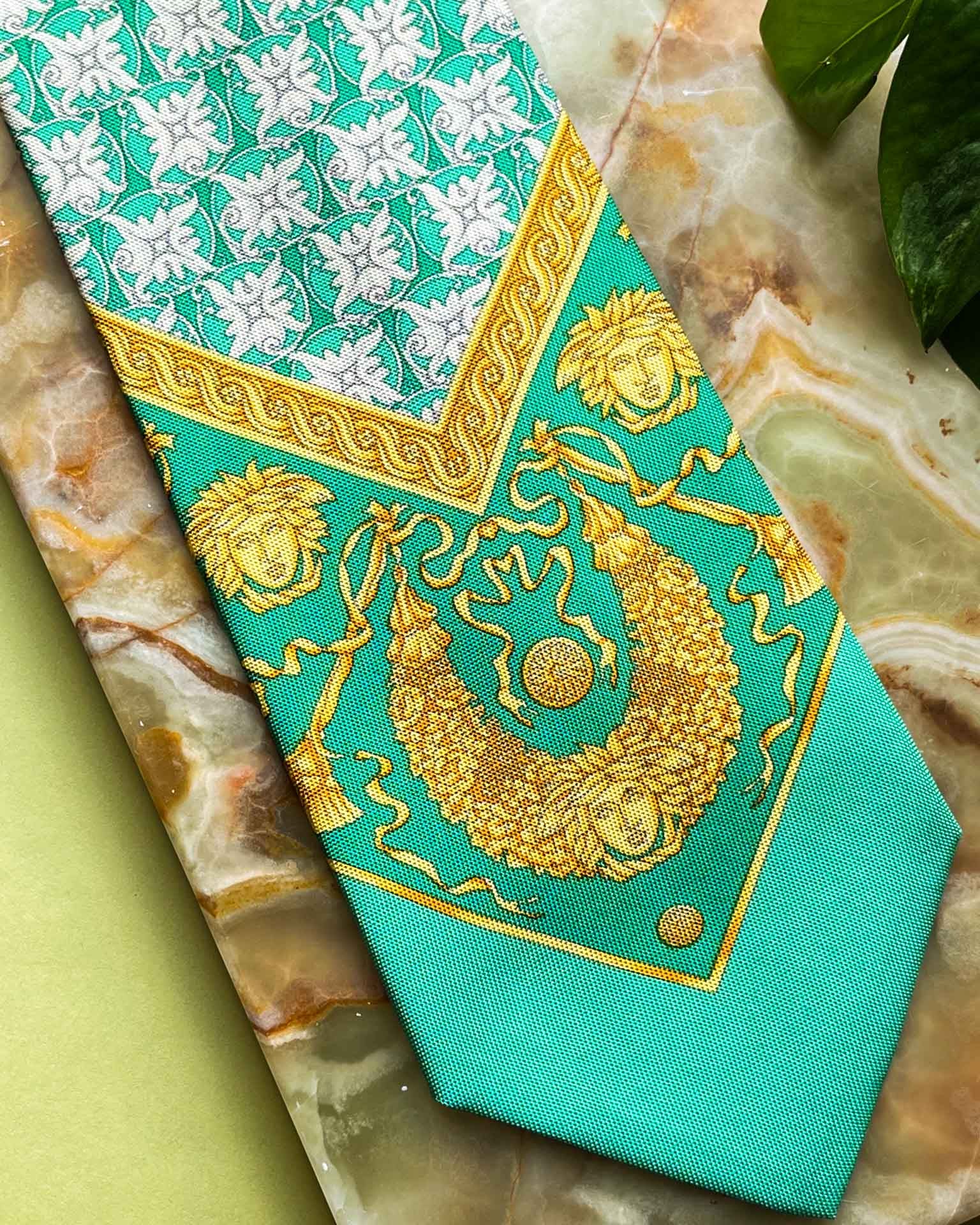 90s Versace Aqua Silk Tie
