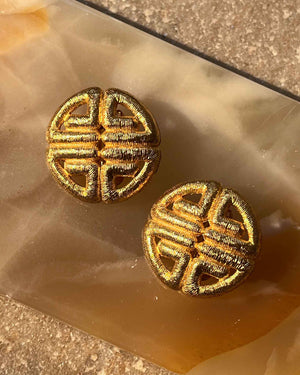 80s Givenchy Gold Logo Earrings