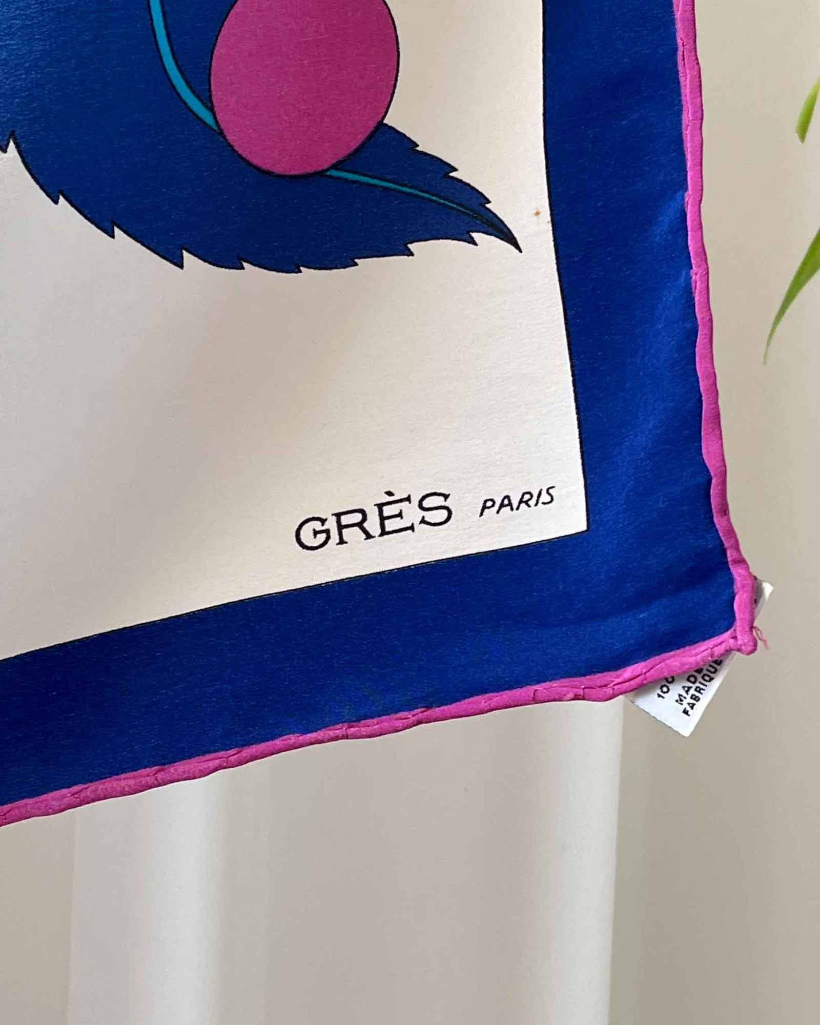 70s Madame Grès Cherries Print Silk Scarf