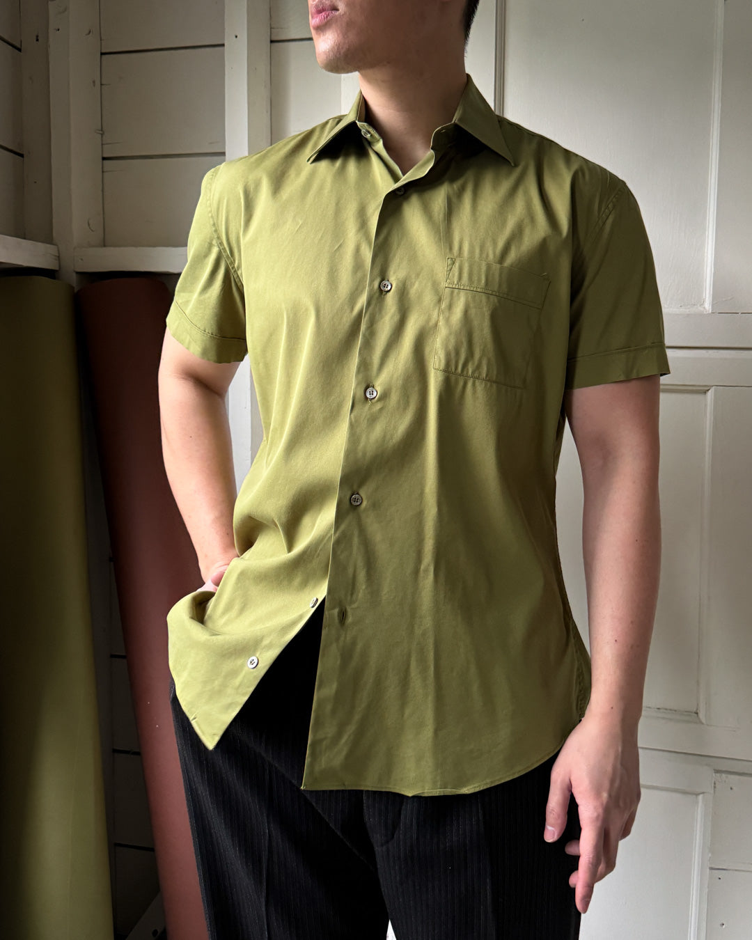 00s Gucci Green Dress Shirt | L