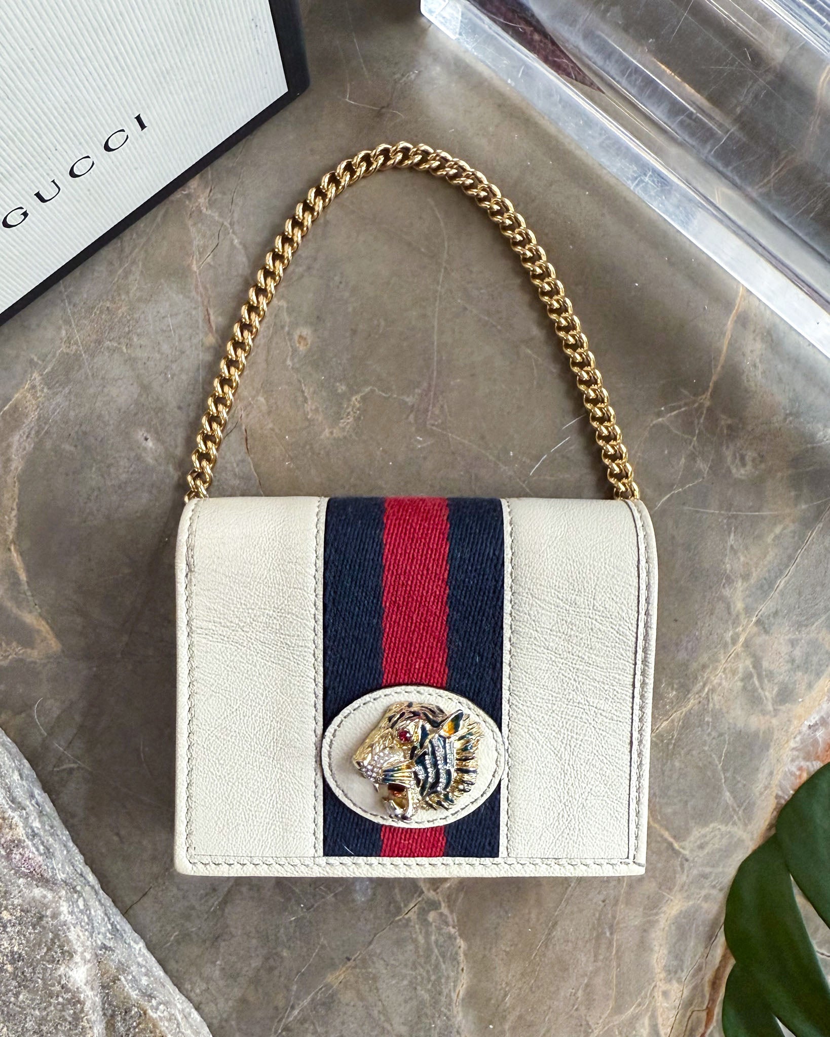 Gucci White Rajah Chain Wallet