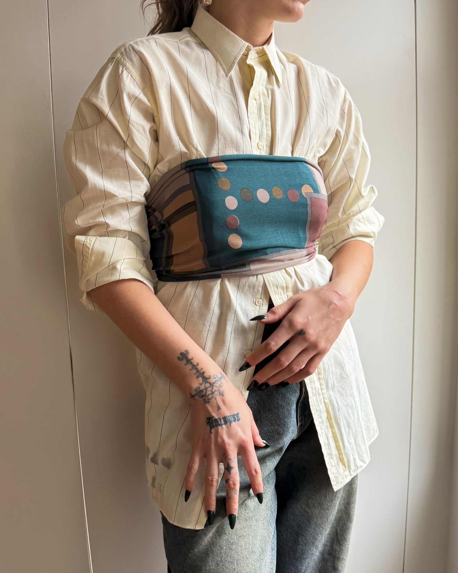 Halston Rectangular Geometric Silk Scarf