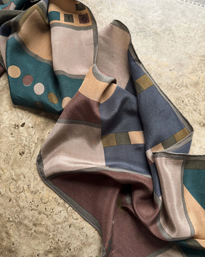 Halston Rectangular Geometric Silk Scarf