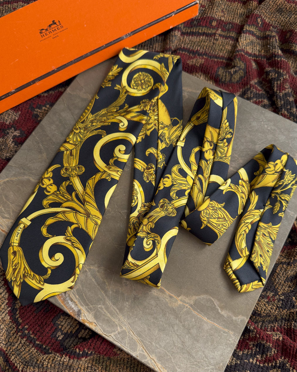 Hermès Baroque Scarf Print Silk Tie