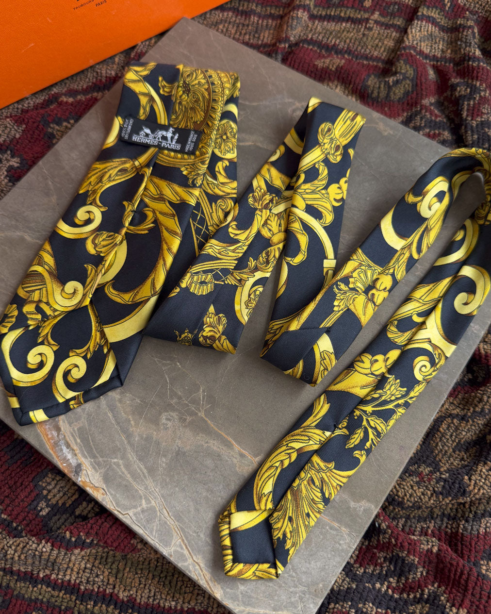 Hermès Baroque Scarf Print Silk Tie