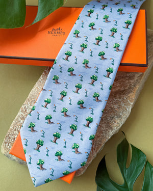 Hermès The Oak & The Reed Silk Tie
