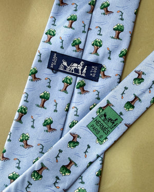 Hermès The Oak & The Reed Silk Tie