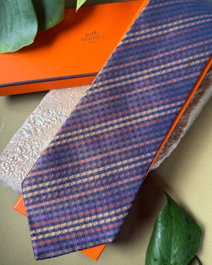 Hermès Rainbow Checkered Silk Tie
