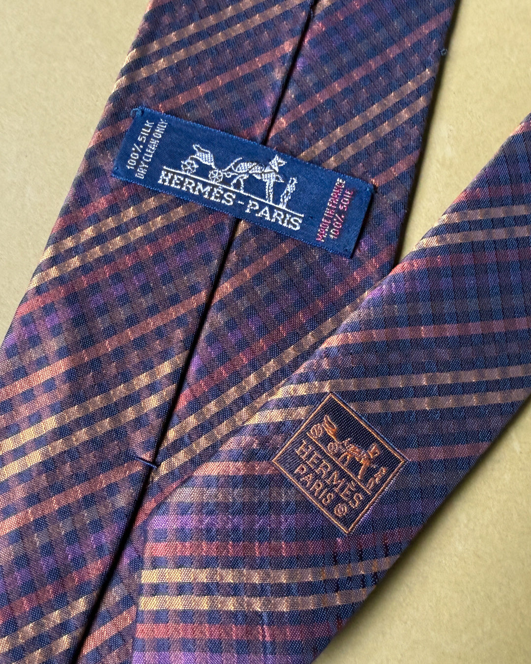 Hermès Rainbow Checkered Silk Tie