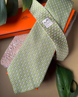 Hermès Origami Chickens Silk Tie