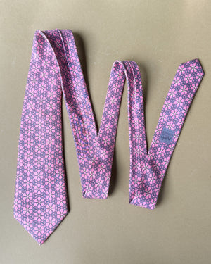 Hermès Pink Horsebit Silk Tie