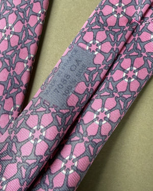 Hermès Pink Horsebit Silk Tie
