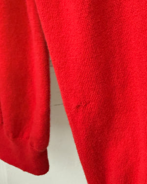 Hermès Red Cashmere Quarter Zip Sweater | XL