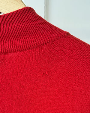 Hermès Red Cashmere Quarter Zip Sweater | XL