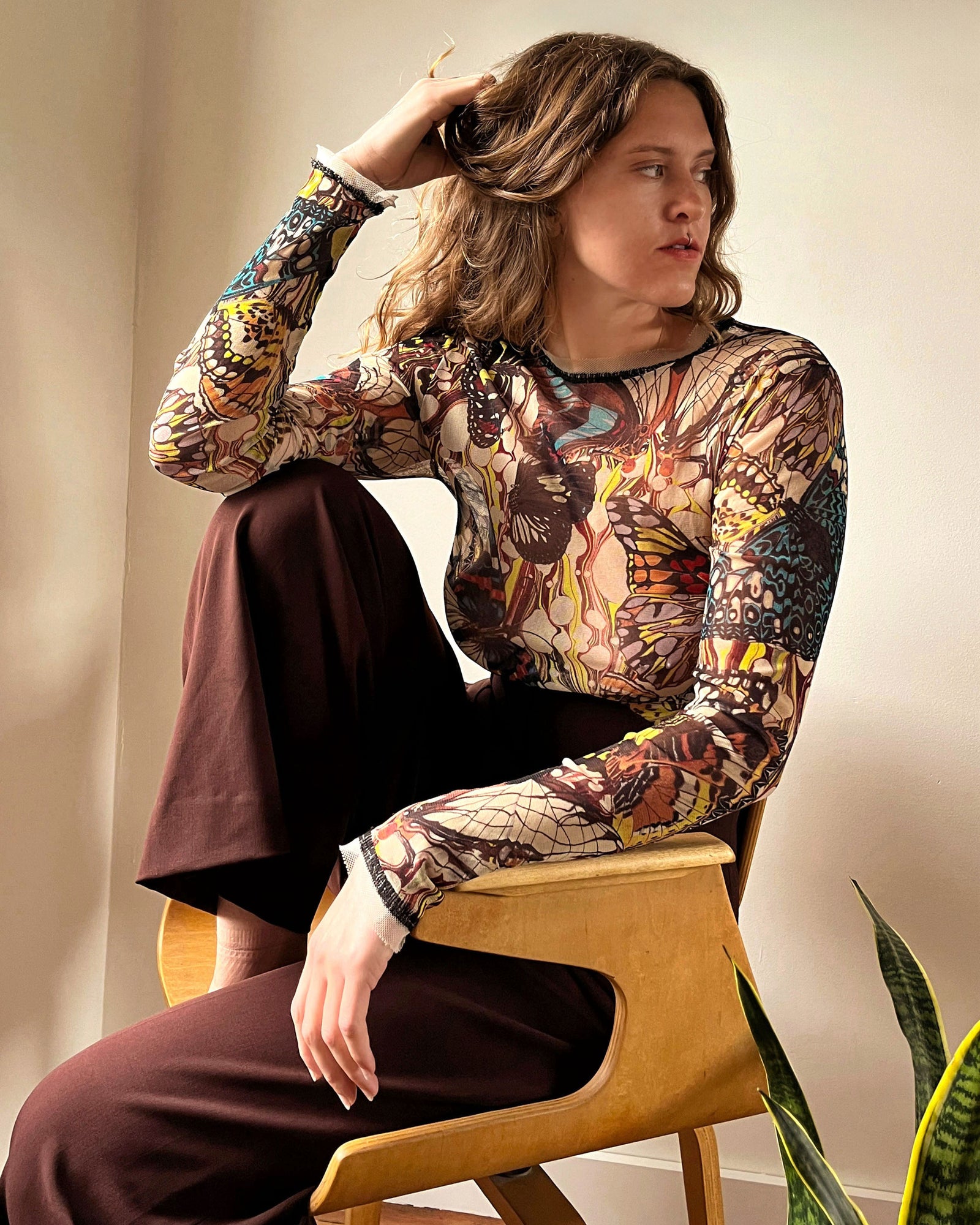 03 Gaultier Butterfly Mesh Top | M