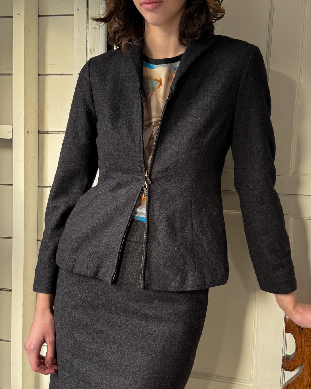 00s Jil Sander Cashmere Skirt Suit | S