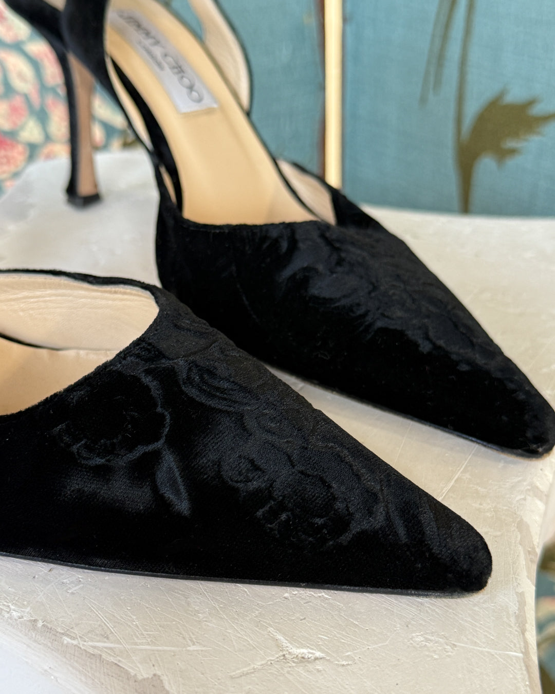 Jimmy Choo Floral Velvet Heels | 8.5