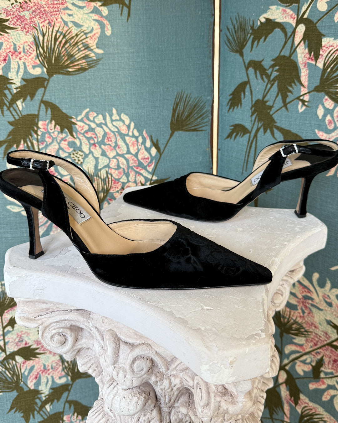 Jimmy Choo Floral Velvet Heels | 8.5