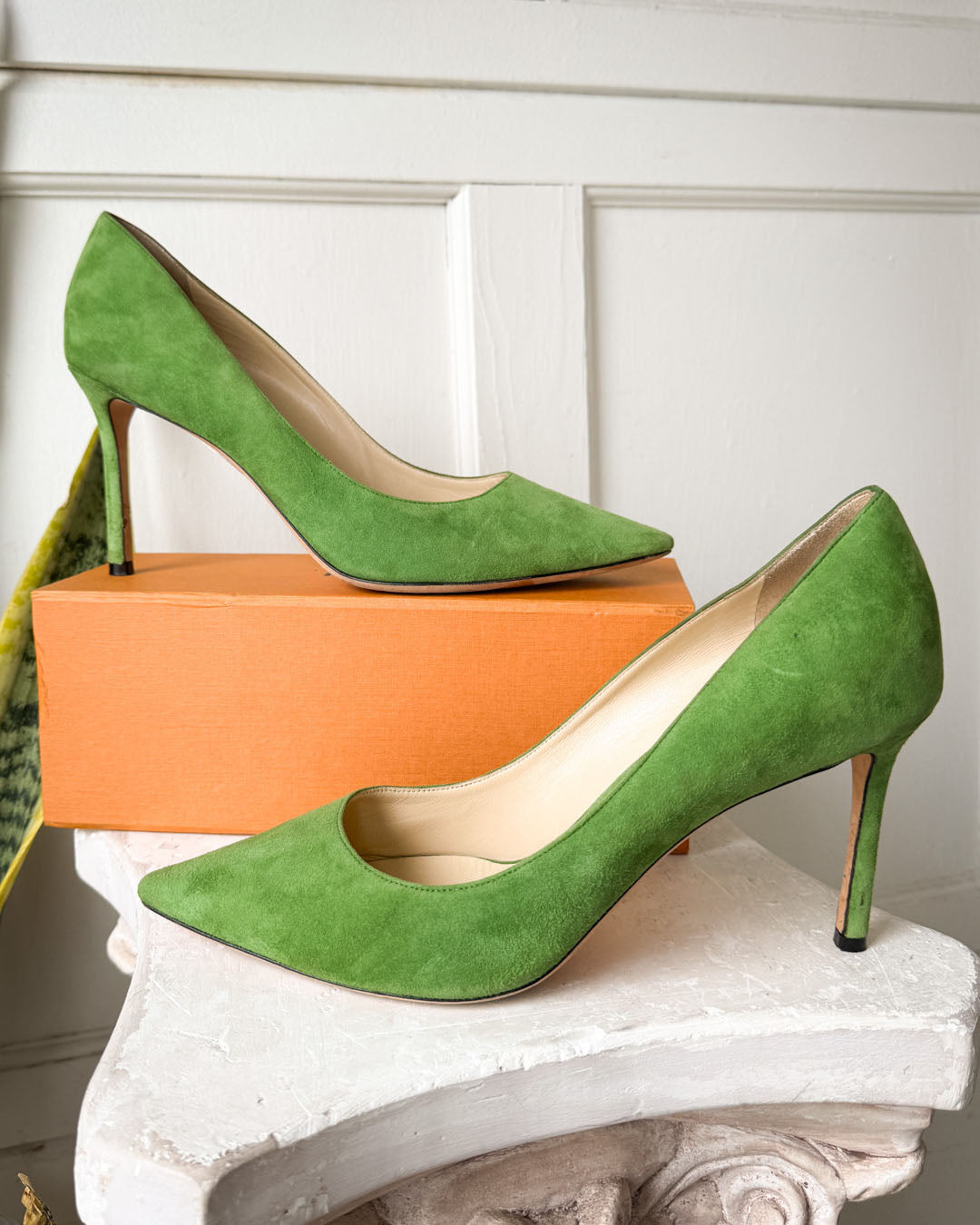 Jimmy Choo Green Suede Heels | 10.5 - Lucky Vintage