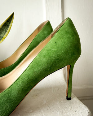 Jimmy Choo Green Suede Heels | 10.5