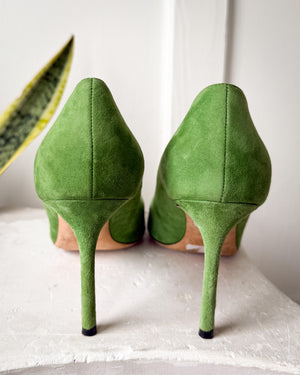 Jimmy Choo Green Suede Heels | 10.5