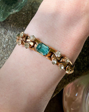 50s Gold & Aqua Crystal Bracelet